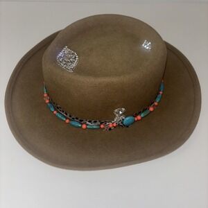 Bailey Gambler U-Rollit Women's Cowboy Western Hat Felt Brown Wool USA Turquoise